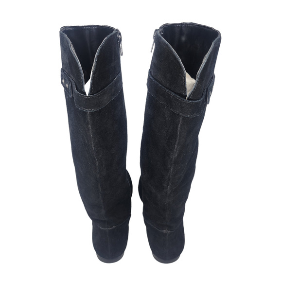 Style & Co Shoes Womens 6 Black Suede Leather Full Zipper Low Heel Tall Riding - Picture 5 of 12